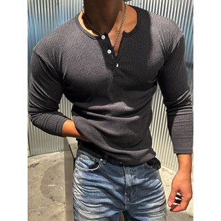헨리넥 머슬 골지 긴팔티 머슬핏 짐웨어
