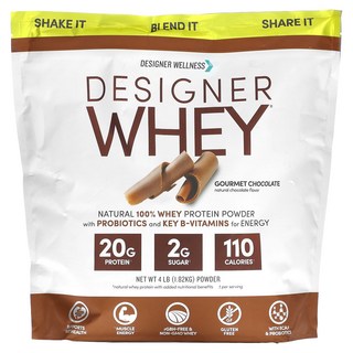 Designer Wellness Labels Whey 천연 100% 유청 단백질 분말 고메 초콜릿 1.82kg(4lb), DesignerWellnessLabelsWhey천연10, 1.82kg, 1개