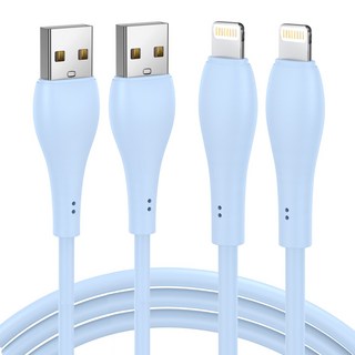 아이오네우스 마카롱 고속 충전 USB 아이폰 케이블 CB-I2I, 2개, 하늘색, 2m