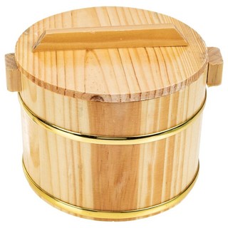 샤워로 1세트 초밥 밥그릇 뚜껑 있는 나무 밥 믹싱 욕조 자연색 콤팩트 조리 서버 초밥과 비빔밥 다용도 음식 용기 청소하기 쉽습니다