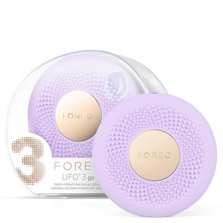 FOREO UFO 3 go - 컴팩트 4-in-1 풀 페이셜 LED 마스크 트리트먼트 딥 모이스처라이저 페이스 뷰티 마사지기 라벤더