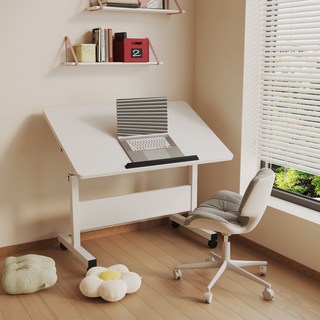 buri living 높이 조절 접이식 사이드 이동식 테이블 책상 고급 이동식 보조 책상, 화이트
