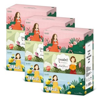 한예지 캐릭터 미용티슈 200매 3입, 3개입, 3개