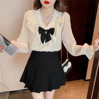 besteffie 리본블라우스 여성용 여성스런 러블리 귀여운 셔츠블라우스 구김없는 E88