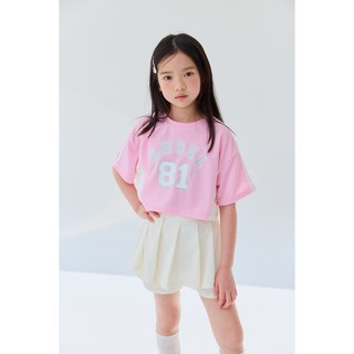 무드팝 [국내생산]주니어 여아 엔젤 크롭티 댄스복 단체복 반팔 티셔츠 메쉬티 초등학생 [100-170]