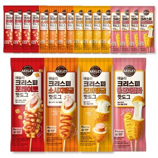 애슐리 크리스피 핫도그 4종 세트 16개입 (통모짜4+포테이토4+소시지탱글4+모짜탱글4) 간식 피시방, 1개