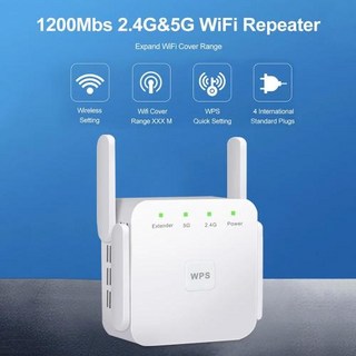 와이파이증폭기 와이파이확장기 WIFI 무선 와이파이 리피터 5G 증폭기 신호 익스텐더 네트워크 부스터 5 Ghz 장거리 1200Mbps, 1)WHITE  EU 플러그, 1) WHITE  EU 플러그, 1개