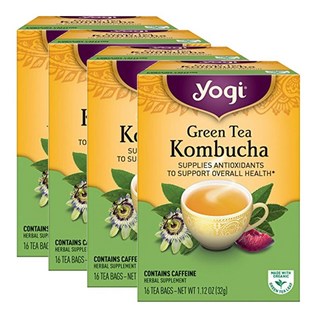요기티 그린티 콤부차 레몬그라스 스피어민트 티백 Yogi Tea Kombucha Green Tea, 4개, 16개입