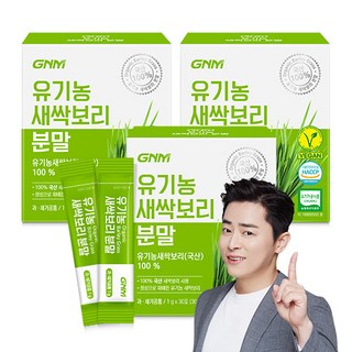 [국산 100%] GNM 유기농 새싹보리 분말 가루 스틱 보리새싹 보리순, 30g, 3개