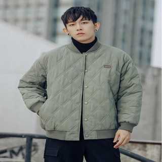 남성 두줄 다이아 패턴 포인트 퀄팅 경량 깔깔이 패딩 잠바 점퍼 자켓 방한
