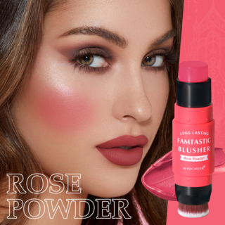 MAYCHEER 더블 헤드 파우더 블러셔 스틱 내추럴 메이크업 방수 크림, 03 Rose Powder, 1개