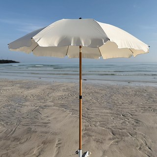 감성 스트라이프 파라솔 바다 해변 계곡 캠핑 그늘막, 단색 베이지