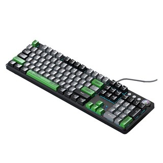 AULA F2088 프로 108키 유선 기계식 키보드 단색 버전, 블랙 + 그레이, 갈축