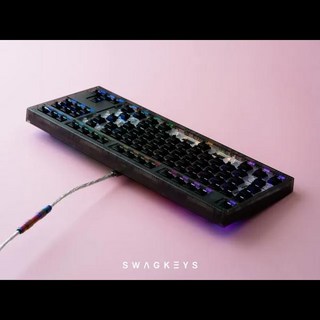 호환 트랜지션 라이트 기계식 키보드 키트 투명 플렉스 컷 대 VIA 커스텀 RGB PC 87 레이아웃 [01] 6.25U Flex Cut [07] Black-Trans-Kit 상품 이미지