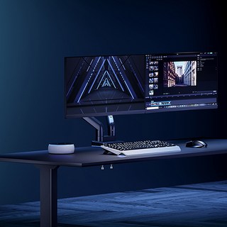 엔산마운트 NH-15 NH-25 고중량 RGB 게이밍암 오디세이G9 모니터암 모니터거치대, 듀얼RGB, 1개, 블랙