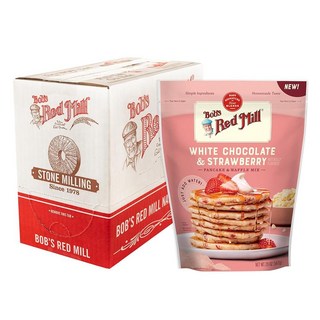 Bob's red mill Red Mill 화이트 초콜릿 & 딸기 팬케이크/와플 믹스 591.5ml(20온스) (4팩) - 물만 넣으면 가방 당 32-40개의 팬케이크를 만들 수
