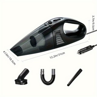 12V 휴대용 진공 청소기 강력한 흡입력을 갖춘 자동차 미니, 01 Black, 1개