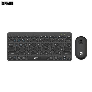 DFMEI 무선 블루투스 키보드 마우스 세트 원형 펑크 키캡 슬림형 블루투스 듀얼 모드 키보드, 1928 블랙 영문