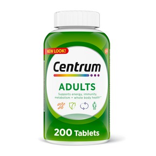 Centrum 센트룸 어덜트 멀티비타민 & 멀티미네랄 서플리먼트 에너지+이뮤니티+메타볼리즘 서포트 200개입 3팩 Adult Multivitamins Multivitamin/Mu, 3개, 200정
