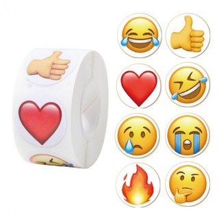 500매입 8종 이모티콘 하트 불꽃 원형 스티커