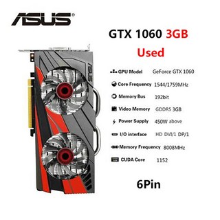 ZOTAC GTX 1060 6GB 그래픽 카드 1060-6GD5 비디오 GPU 데스크탑 PC 컴퓨터 게임 화면 맵 RTX 2060 750 950, GTX1060 3GB, 1개
