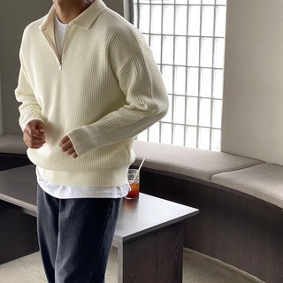 빠델 앤드 카라 반집업 오버핏 니트