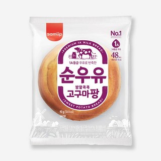 삼립 간식 빵 순우유 밤알콕콕 고구마팡, 90g, 6개