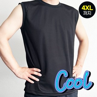 쿨론 라운드 민소매 티셔츠 남녀공용 여름 쿨 나시 냉감 기능성 이너웨어