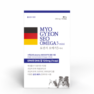 묘견서 강아지 고양이 오메가3 미니 3oval 60캡슐 (2개월분) 순도 80% KDpharma 독일 원료, 60정, 1개