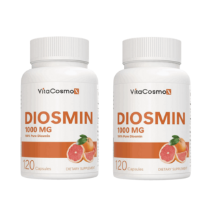 [미국제조사 직배송] VitaCosmoX 비타코스모엑스 디오스민 Diosmin 시트러스 바이오플라보노이드 고함량 1000mg 120 야채캡슐, 2개, 120정