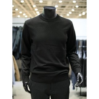 바쏘옴므 캐시미어 블렌드 라운드넥 시크 올블랙 니트 20WS3WR10A20