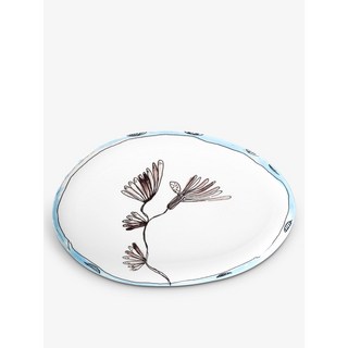 마르니 접시 Serax x Marni Camelia Aubergine flower-motif bone-china oval plate 35cm, 1개