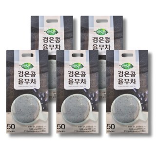 고소한 구수한 율무라떼 검정콩 껌정 블랙 콩 검은콩 자판기 저당 율무차 티 가루 분말 파우더, 5박스, 50개입, 900g