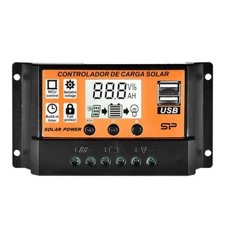 태양광컨트롤러 자동 태양광 충전 제어기 MPPT/PWM 컨트롤러 LCD 듀얼 USB 출력 패널 PV 레귤레이터 100A/50A/40A/30A/20A/10A 12V 24V, 1개
