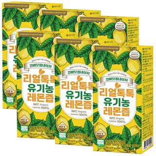 리얼톡톡 유기농 레몬즙 NFC 100% 착즙 레몬수 원액 레몬 주스 레몬물 액상 스틱, 280g, 6개