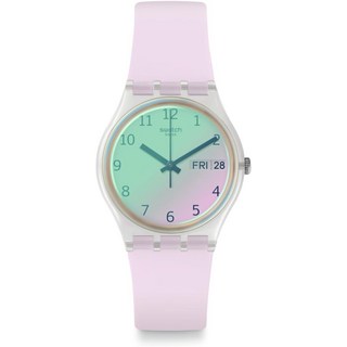Swatch 젠트 여성용 시계 캐주얼 플라스틱 화이트 쿼츠 방수 울트라로즈