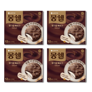 몽쉘 통통 생크림 케이크 카카오 408g, 4개, 몽쉘_제로4