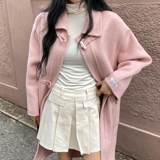 신상오픈런 여자 떡볶이단추 핸드메이드 데일리 롱 울코트