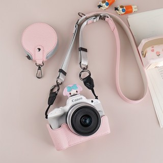 호환 캐논 EOS R50 카메라 커버 보호대 파우치 하프 케이스 어깨 스트랩 가방 하단 오픈 스트래치 방지, [04] Pink, [01] Only Base, 1개