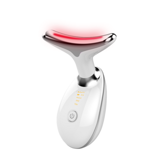 keka 45도 온열 LED EMS 미세전류 이온 도입 감응식 얼굴 및 목 마사지기 (모델: keka-4002) – 화이트 USB 충전식 ems마사지기효과