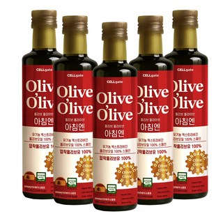 셀게이트 올리브올라이브 아침엔 유기농 엑스트라버전 올리브오일 100 % 스페인, 5개, 250ml