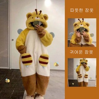 FINE ART 긴팔 가을 겨울 동물잠옷 동물파자마 극세사 수면잠옷 동물 수면잠옷
