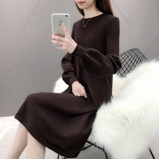 jieve 여성 니트 롱 원피스 긴팔 벨트 디자인 가을 겨울 따뜻한 캐주얼 스타일 SY091344