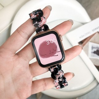애플워치줄 호환 수지밴드 1/2/3/4/5/6/7/ SE 메탈 스틸 밴드 38/40/41/42/44/45mm, 42mm, 블랙 핑크 꽃