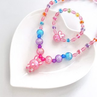 메르시봉봉 유아 어린이 바니미 토끼 목걸이 팔찌 세트