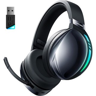 UG06 무선 게이밍 헤드셋 2.4GHz 블루투스 헤드폰 노이즈 캔슬링 마이크 3D 스테레오 사운드 65시간 배터리 수명 PS5 PS4 PC 스위치 맥 호환 RGB 조명 블랙, Black