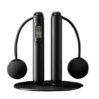 2in1 디지털 카운팅 줄넘기 유무선 겸용 정확한 횟수측정 실내 홈트용 성인 다이어트 운동 줄없는 무선 로프, 1개, 검은색