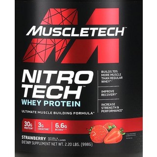 MuscleTech Nitro-Tech 분리 유청 단백질 파우더 스트로베리 998g, 1개