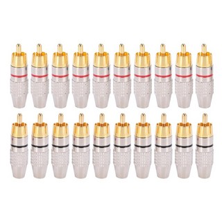 20 PCS RCA 플러그 오디오 비디오 잠금 케이블 커넥터 골드 도금, Gold, 20개