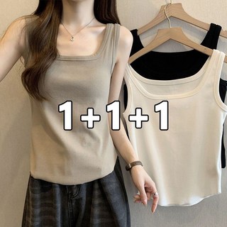 꽃소담 여자 100% 순면런닝 u넥 이너티 끈나시 3P MQ624